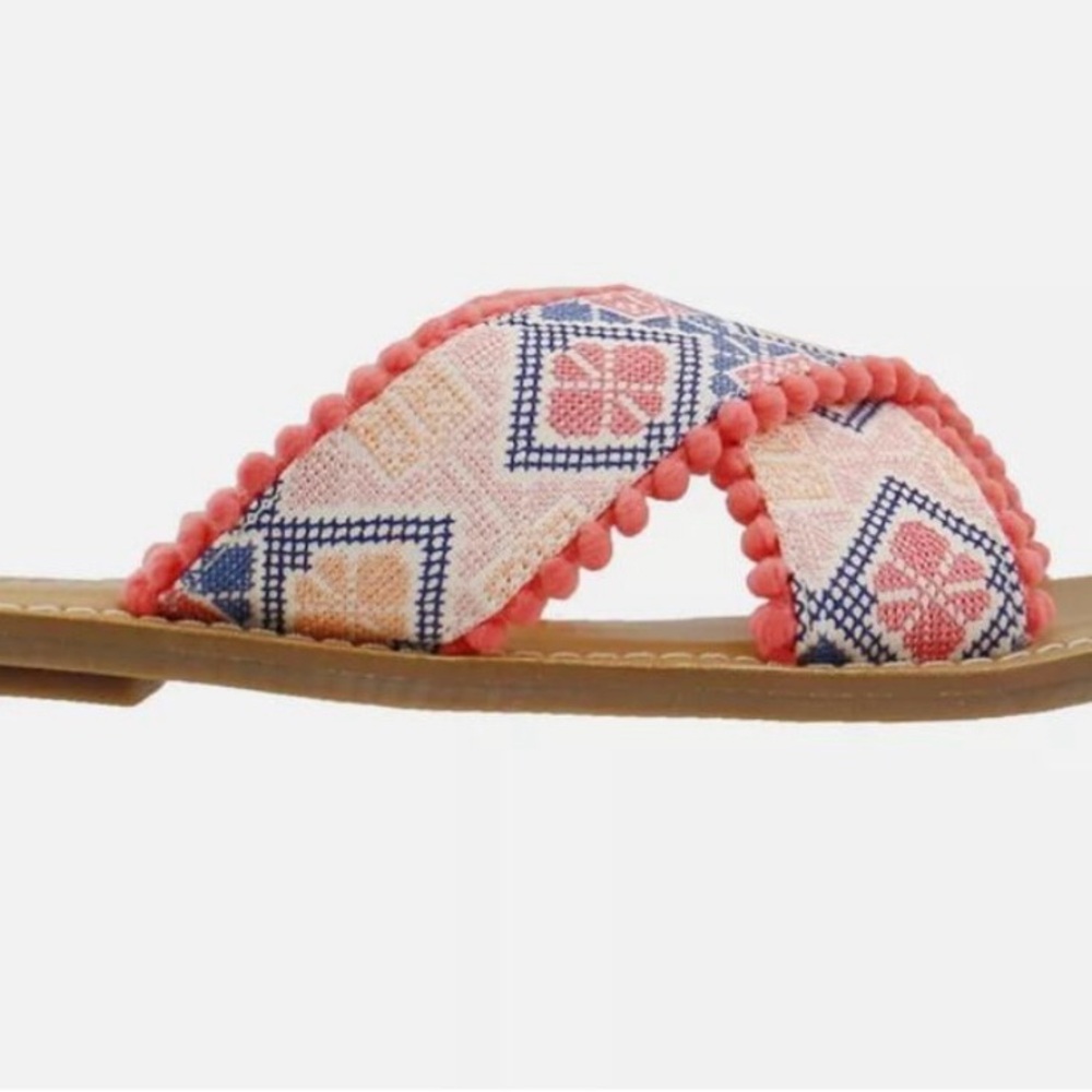 TOMS Viv Geometric Flat Orange Casual Slide Sandals